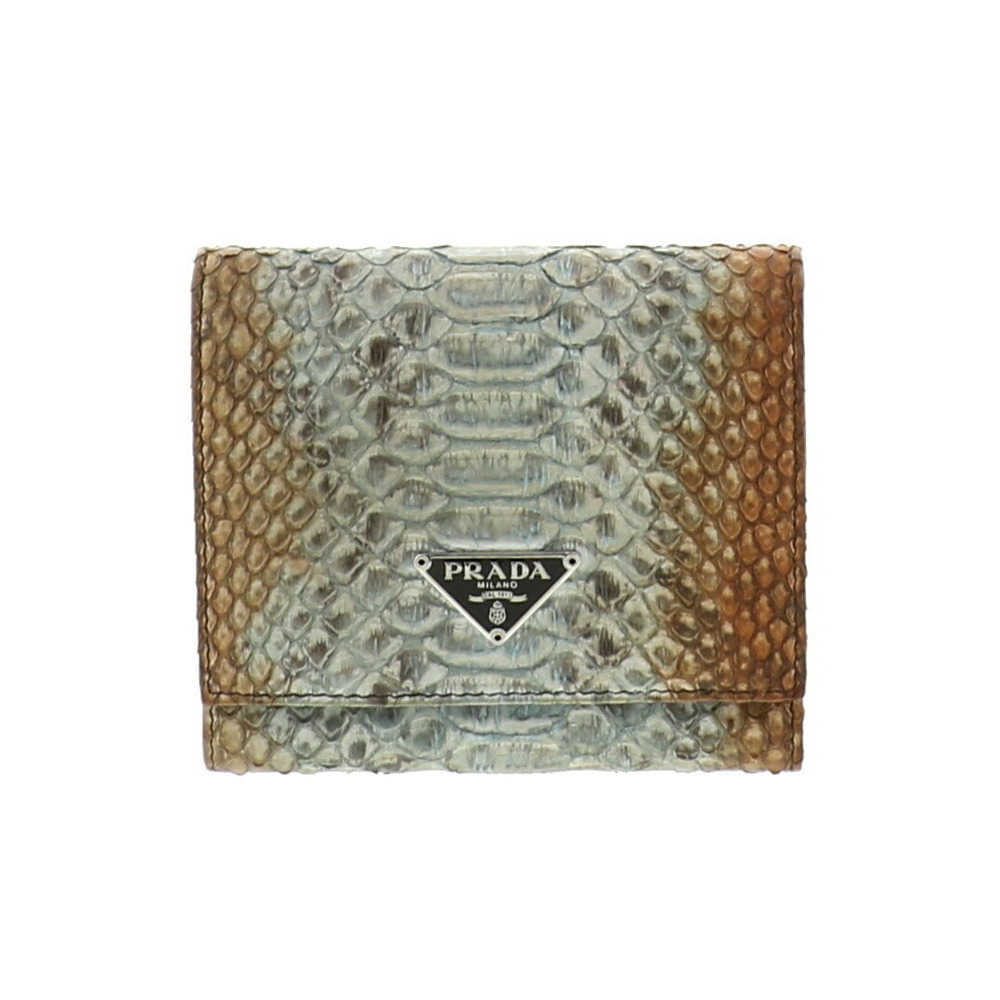 Prada Tri Fold Wallet Python Bilfold Green - image 1